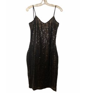 Black Spaghetti Strap Sequin Dress